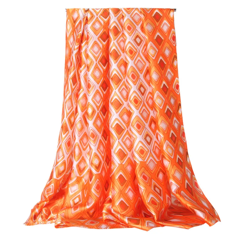 

2021 Women Imitation Silk Scarf Square Print Shawls Lady Soft Wraps Female Elegant Headscarf 180x90cm