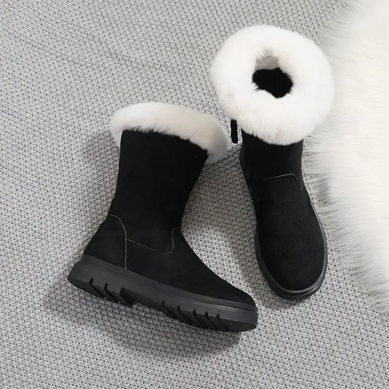 NEW Boots 2020 Black 35 40 Size Flock Snow Boots Plush Boots Female Women Shoes Women Fashion and Keep Warm Winter Boots Women