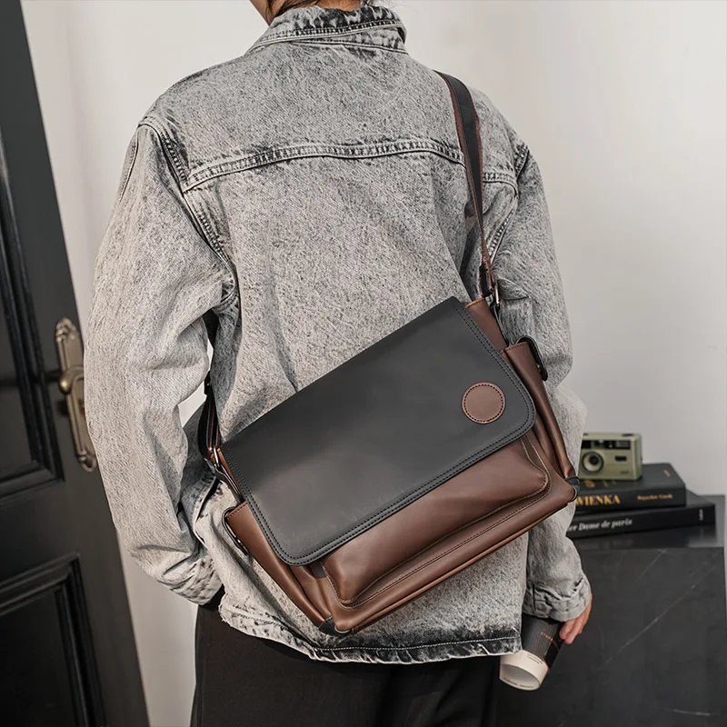 2022 New Arrival Men Leather Bags Man Shoulder Messenger Bag Cowhide Male Leather Crossbody Bags