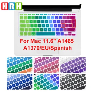 Ультратонкая Радужная силиконовая испанская клавиатура HRH EU, защита кожи клавиатуры для Mac Book Air 11,6 дюйма, A1370, A1465