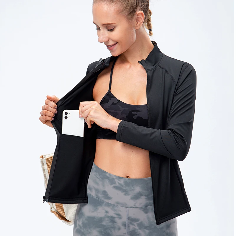 Женская спортивная куртка облегающие рубашки с длинным рукавом для фитнеса