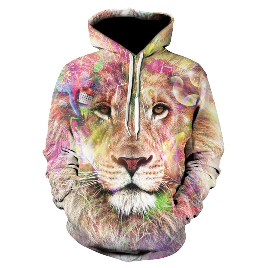 

2021 hot new digital print fashion men/women 3D painted roaring tiger graffiti hoodie, men and women alike wholesale and retail