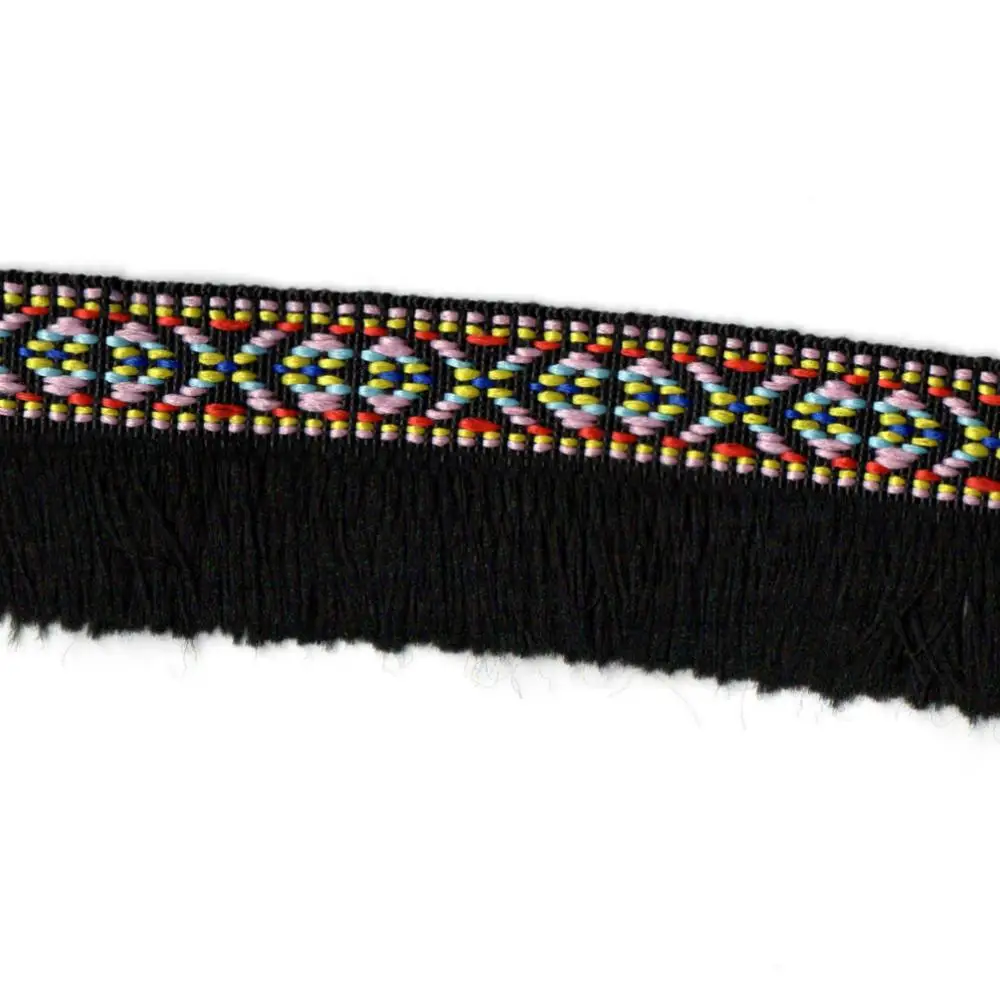 2 ярда 35 мм черная бахрома кружевная кисточка отделка из полиэстера лента для