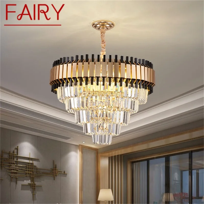 

FAIRY Postmodern Black Chandelier Fixtures Crystal Pendant Lamp Luxury Light Home LED Decorative for Living Dining Room