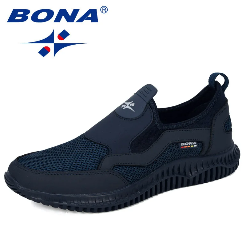 BONA New Running Shoes Man Super Light Mesh Knit Breathable Sneakers Outdoor Casual Shoes Jogging Tennis Walking Sports Shoes