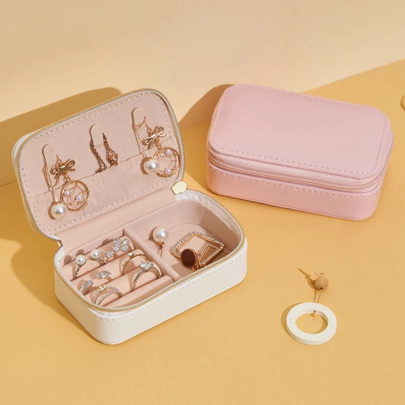 

Small Jewelry Box,Portable Travel Jewelry Box Organizer Display Storage Case for Rings and Earrings