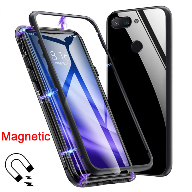 360 металлический магнитный чехол для Redmi Note 7, магнитная рамка-бампер, защитный чехол из закаленного стекла для Xiaomi Redmi K20 Note 5 6 Pro