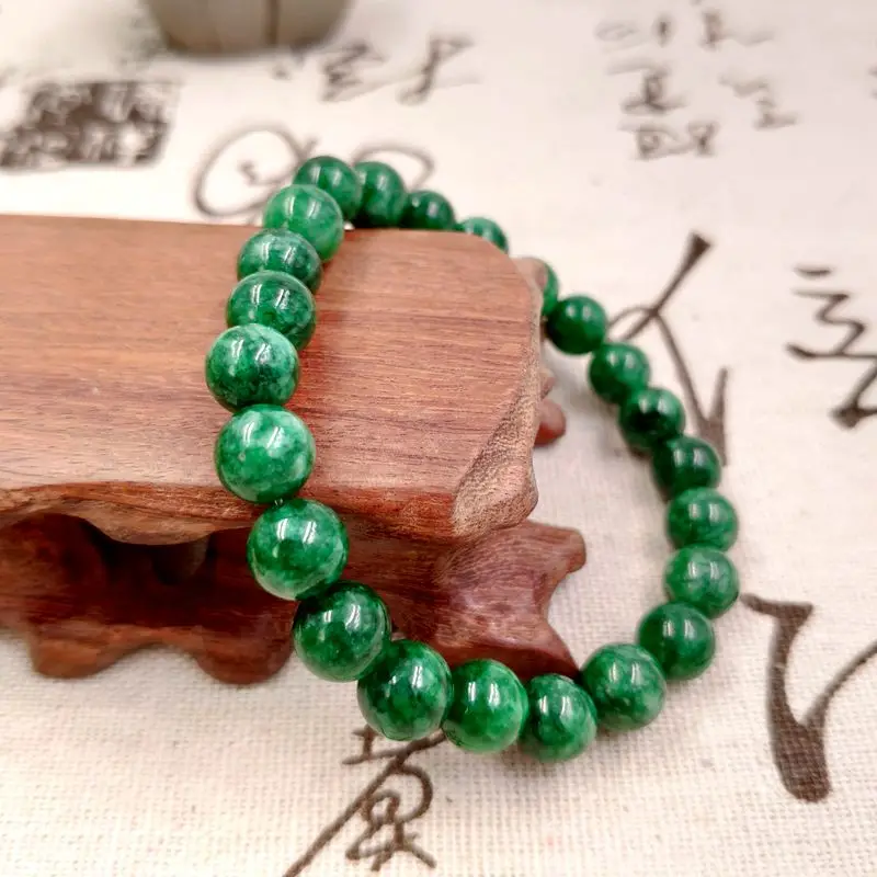 Ретро Браслет Малахитовый камень Зеленые Бусины их халцедона ювелирные изделия