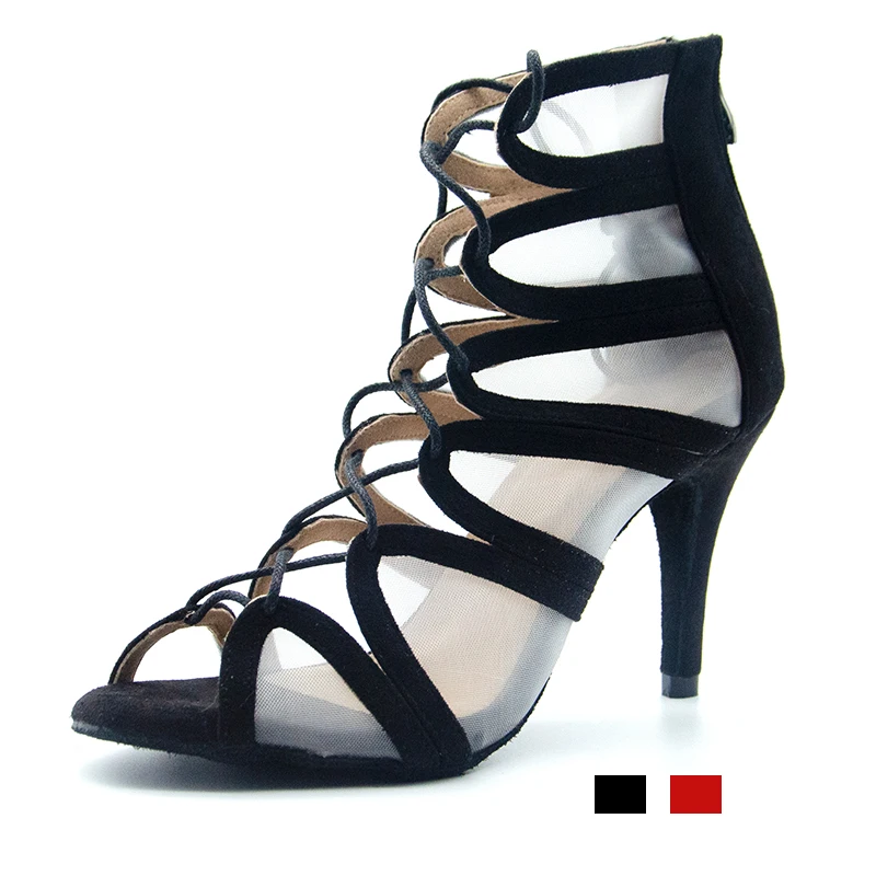 

Ladies flannel Ballroom Latin Dance Shoes For Women Soft Sole Bachata Salsa Dancing Shoes For Party Sandals For Girls High Heel