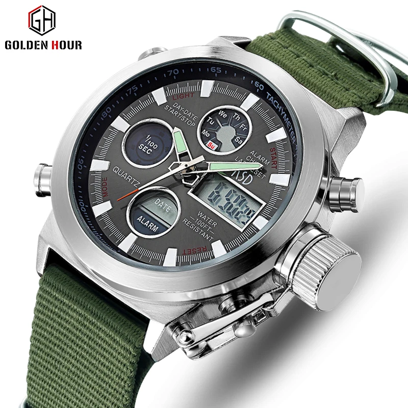 Спортивные автоматические мужские часы Reloj Hombre GOLDENHOUR Young Модные Военные