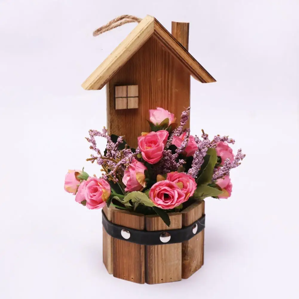 55% Прямая поставка! Деревянный дом имитация розы бонсай изысканный настенный