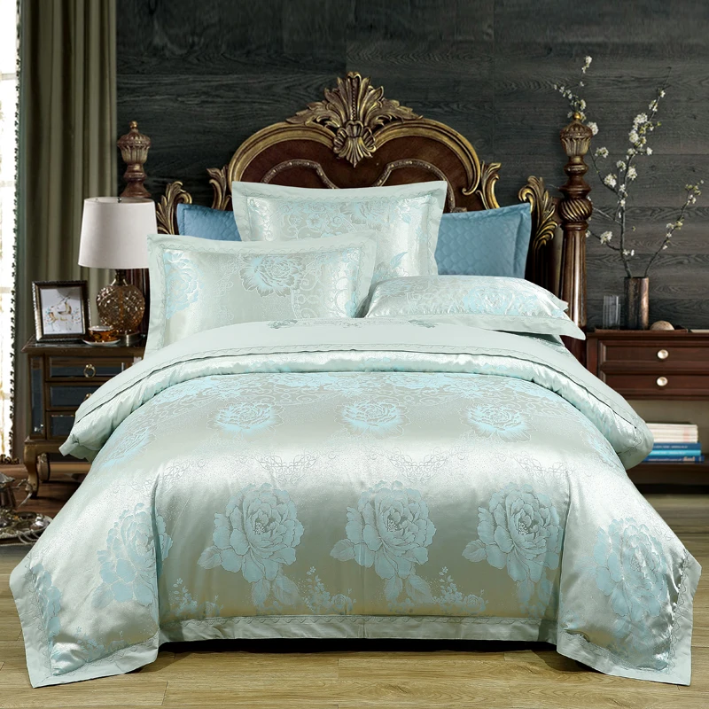 

Satin jacquard cotton Bedding Set luxury queen size king fitted sheet bed sheet duvet cover bed set parure de lit ropa de cama