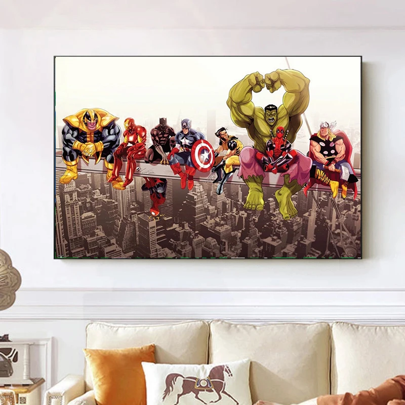 

Funny Movie Marvel Avengers Superhero Paintings Canvas Painting Poster and Print Wall Art Picture for Kids Room Cuadros No Frame