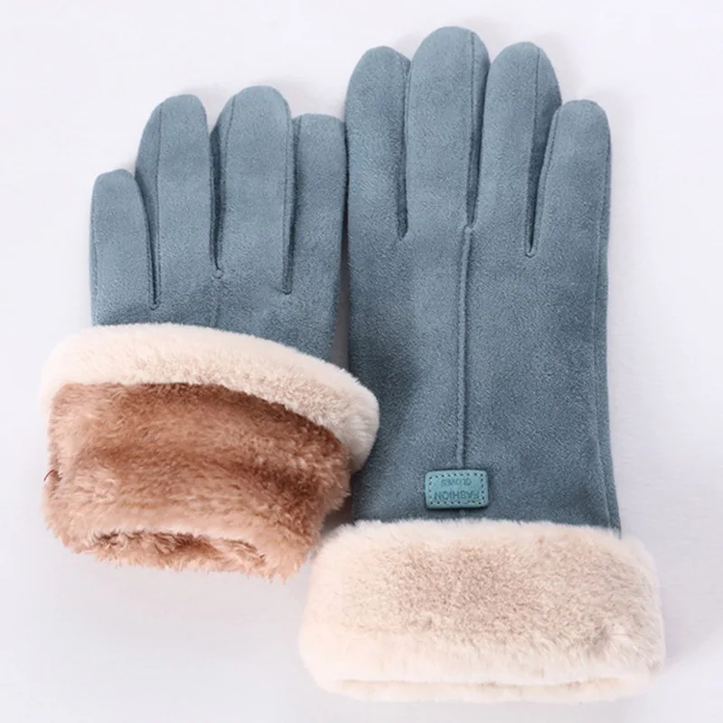 

2021 New Fashion Women Gloves Autumn Winter Cute Furry Warm Mitts Full Finger Mittens Women Outdoor Sport Female Gloves Screen
