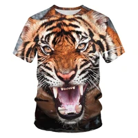 2021 summer new fashion animal tiger lion t shirt male 3d round neck shirt short sleeve shirt