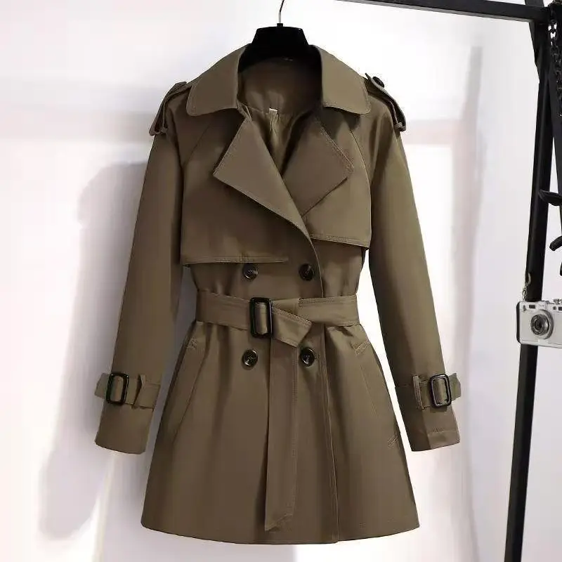 

2021 Spring Autumn New Women's Trench Coat Mid-Length Tooling Slim Outwear With Belt Plus Size 4XL Female Windbreaker Lining