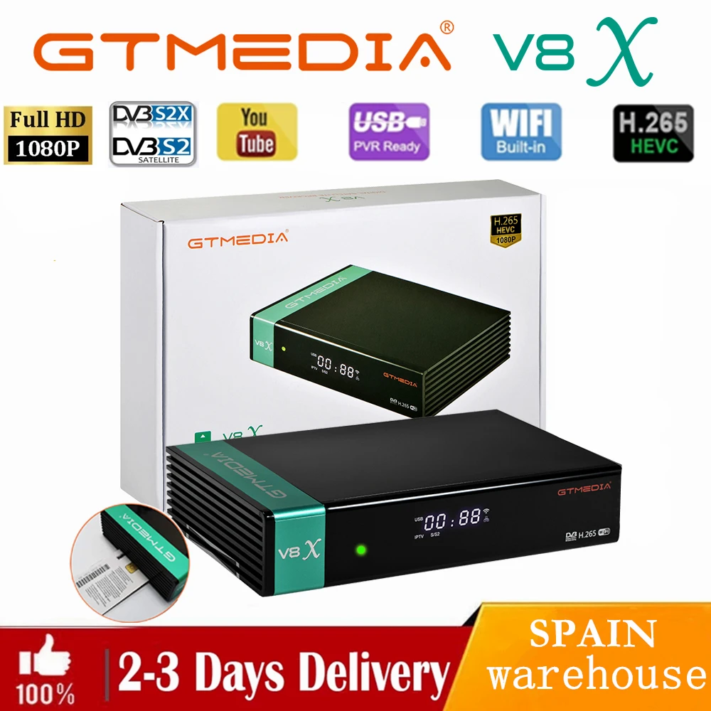 

Hot Sale Gtmedia V8X Satelite Receiver DVB-S2X 1080P H.265 Built in WiFi V9 Prime Digital Freesat Satellite TV Receiver no app