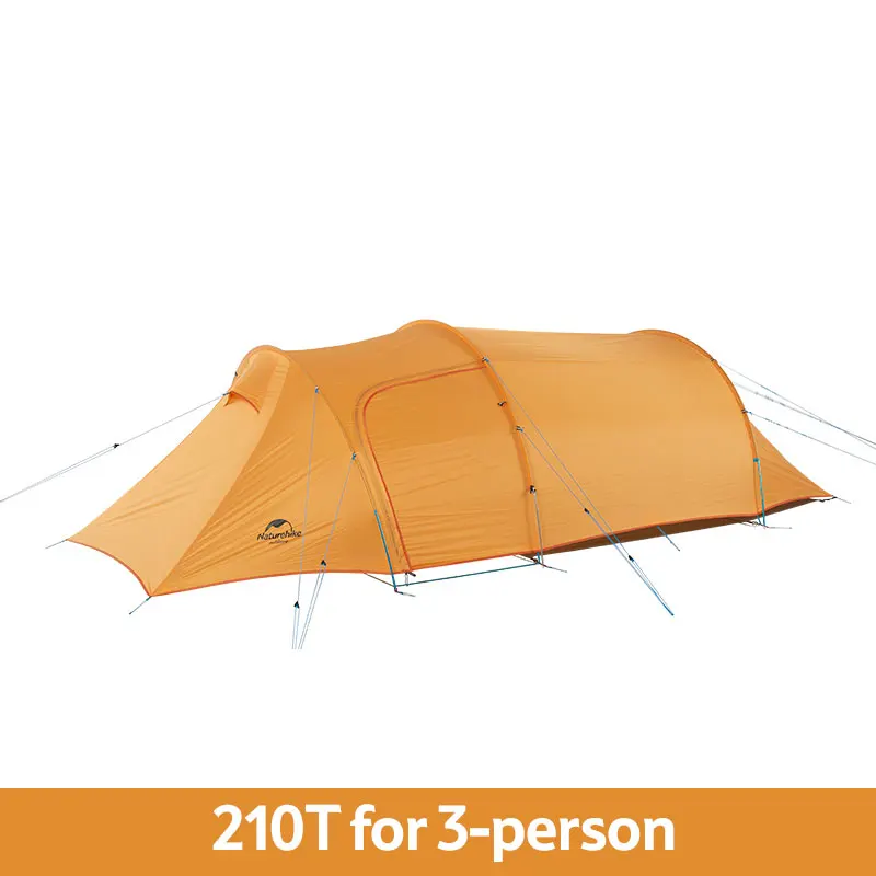 210T Orange P3 Naturehike Сверхлегкий туннельный тент из опалуса для 2~ 4 человек 20D/210T тканевый тент для кемпинга с бесплатной NH17L001-L - Цвет: 210T Orange P3