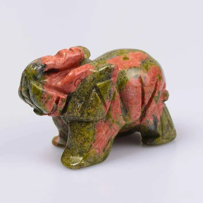 

1,5 "натуральные резные драгоценные камни клинозоид слон карманная статуя Исцеление Декор