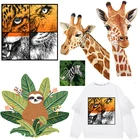 Красивая футболка с рисунком жирафа патчи животных Термальность наклейка на одежда термонаклейки для одежды термоклейкие патч аппликация сделай сам для детей