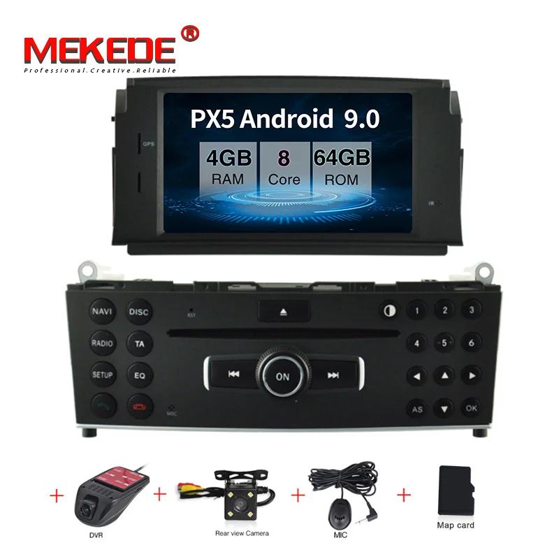 add camera dvr PX5 android 9,0 4 Гб+ 64 Гб автомобильное радио gps навигация для Mercedes Benz C200 C180 W204 2007-2010 с wifi BT carplay USB navi - Цвет: add camera dvr
