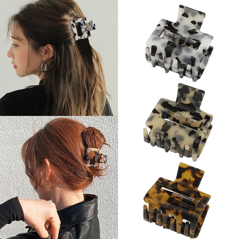 

Fashion Women Hair Claw Crab Clamps Leopard Lady Small Size Square Claws Clip Acetate Hair Clips Pince Cheveux Hair Accessories