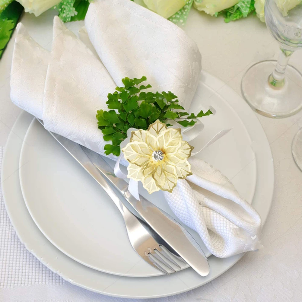 

12Pcs Alloy Napkin Rings Hotel Banquet Dinner Table Decoration Supplies Party Tableware Serviette Holder Gold Napkin Ring Buckle