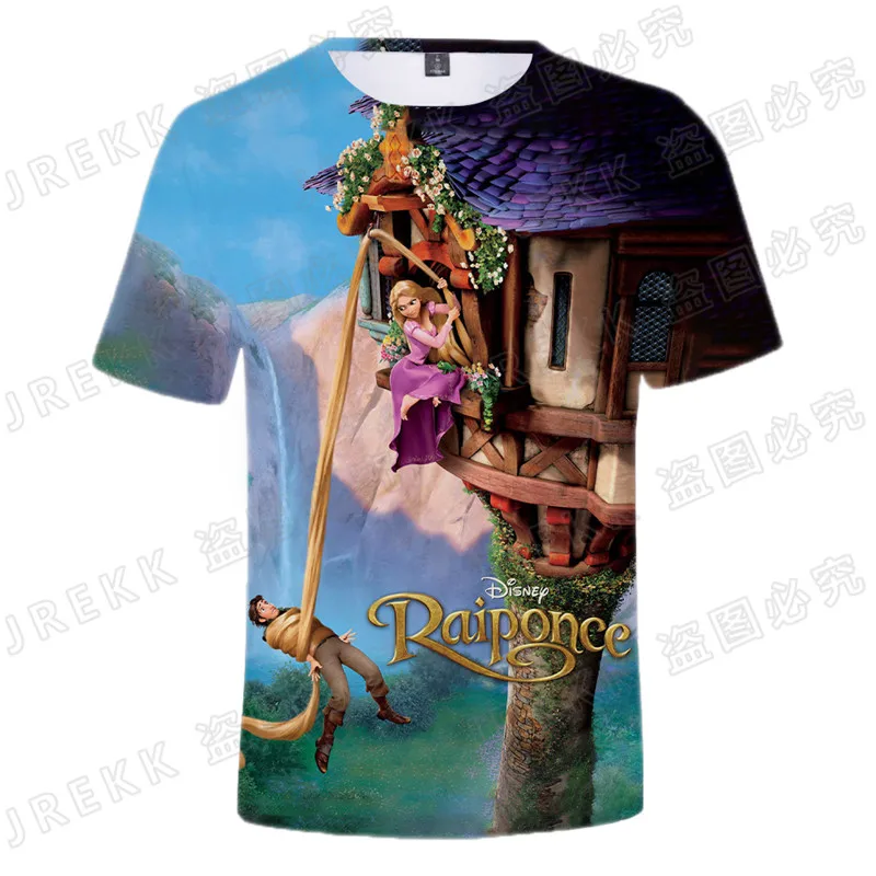 Новинка лета 2022 футболка с 3D принтом из мультфильма Рапунцель для мужчин женщин и