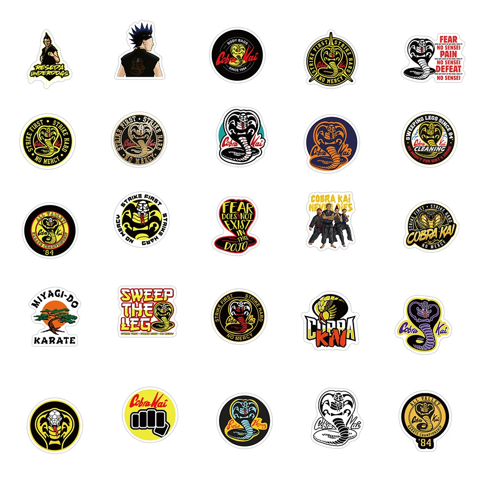 103050100pcs tv show cobra kai stickers laptop guitar luggage skateboard bike car waterproof graffiti sticker decal kid toys free global shipping