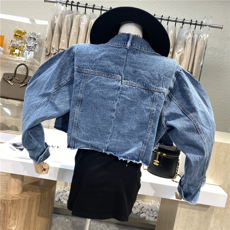 

Niche Design 2021 Loose Burrs Cowboy Coat Show Thin Bat Sleeve Short Student Leisure Jacket Coat