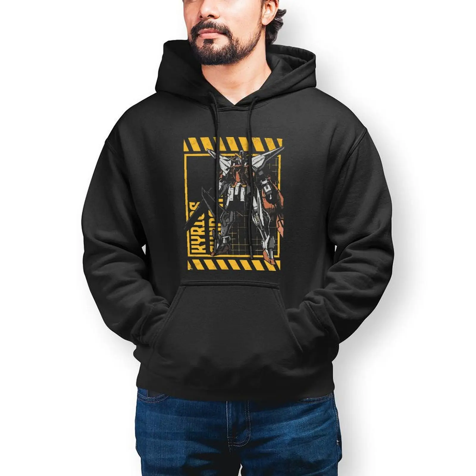 

Bandai Gundam GN-003 Kyrios Hoodie Anime Autumn Long Cotton Hoodies Men Outdoor Pullover Hoodie