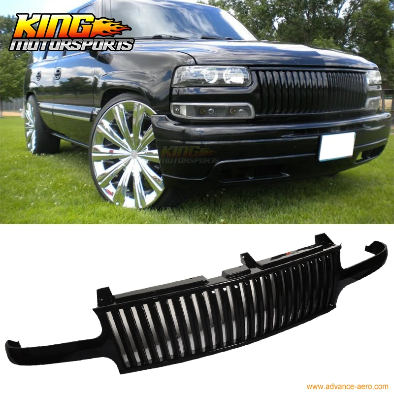 Подходит для 1999 2002 Chevy Silverado 00 06 Tahoe Suburan Черная передняя решетка гриля ABS США