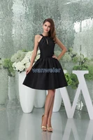 free shipping 2018 new design brides maid gown custom sizecolor short black sexy clubbing ladies halter bridesmaid dresses