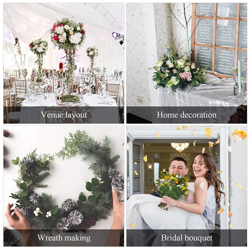 

40PCS Fake Eucalyptus Leaf Stem Plants for Wedding Bridal Bouquet Flower Arrangement Home Decoration