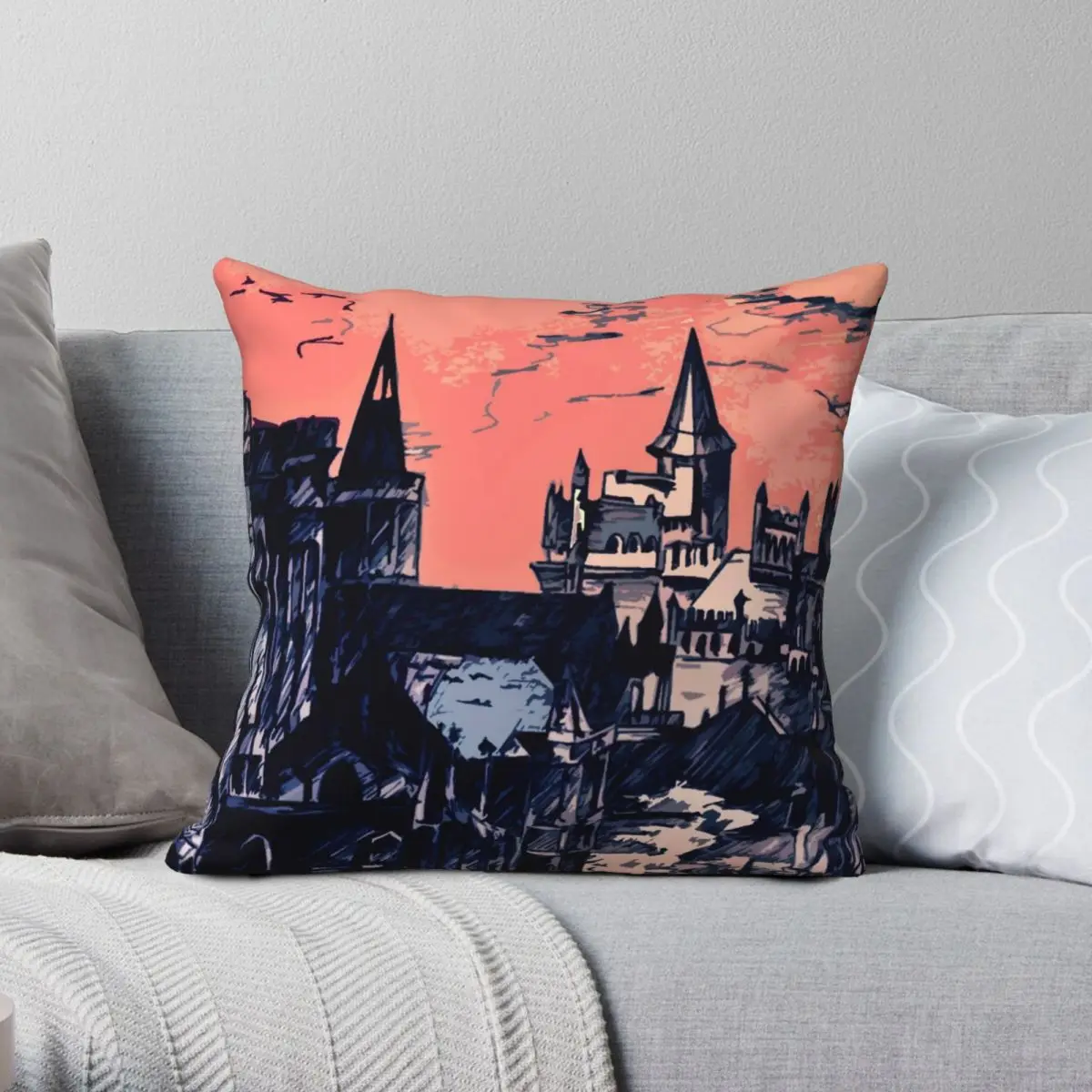 

Lothric Castle Square Pillowcase Polyester Linen Velvet Printed Zip Decor Throw Pillow Case Sofa Cushion Cover