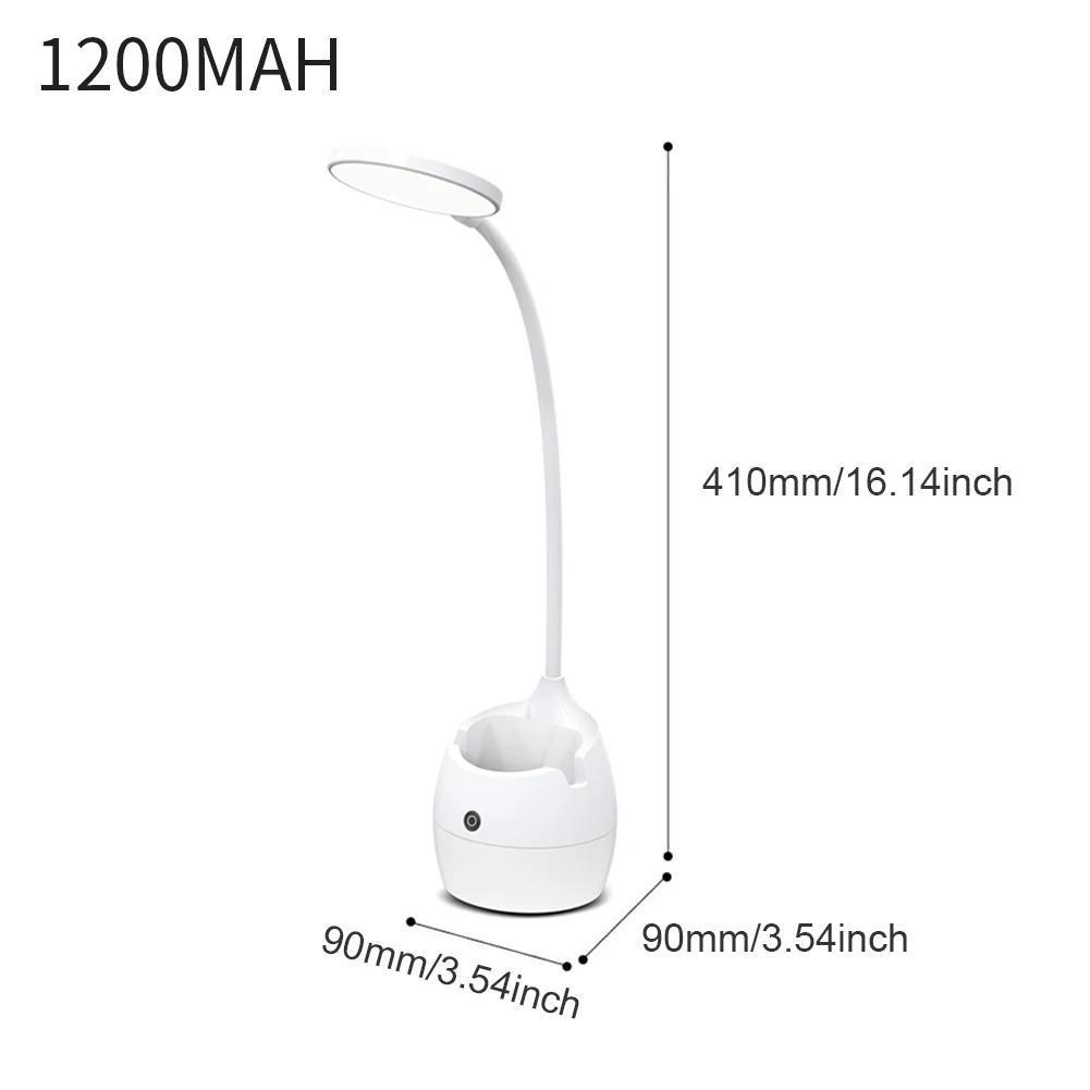 

Touch Table Lamp USB 1200mAh Rechargeable Table Lamp Storage Pen Hoder Lamps Table Led Hose Student Led Desk Lamps White