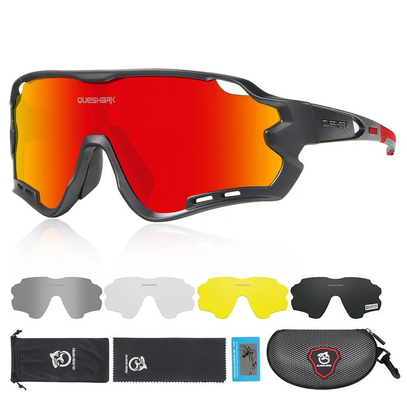 Queshark HD поляризованные велосипедные очки для мужчин и женщин 5 линз MTB дорожный велосипед TR90 рама