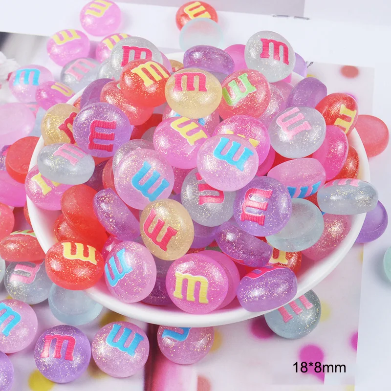 50 шт. микс мини М Бобы конфета из смолы плоская спина кабошон каваи DIY