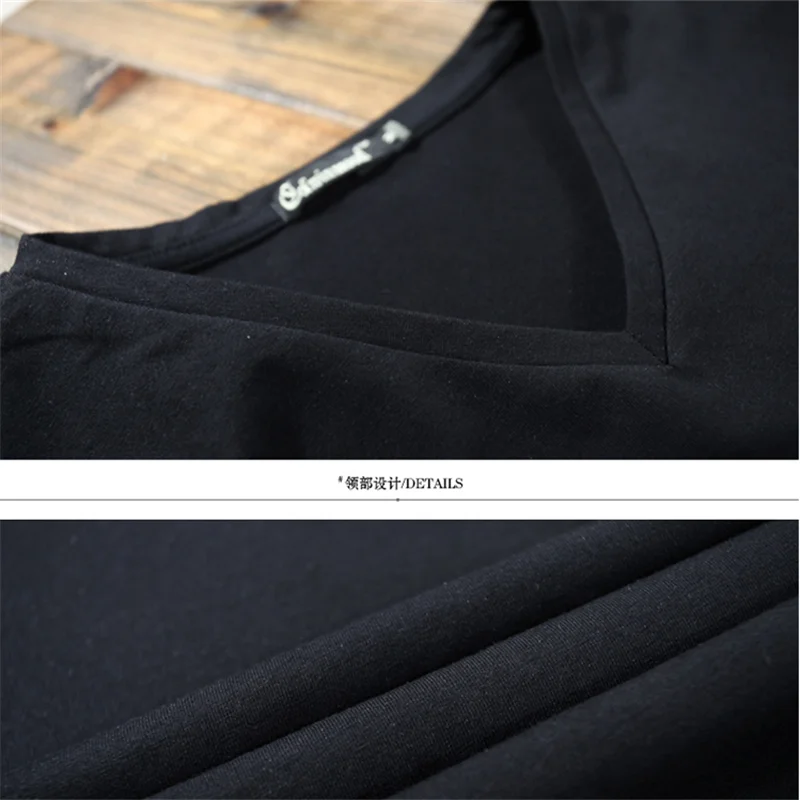 

2021 Summer New 100% Cotton White Solid T Shirt Men Causal V-neck Basic T-shirt Male High Quality Classical Tops