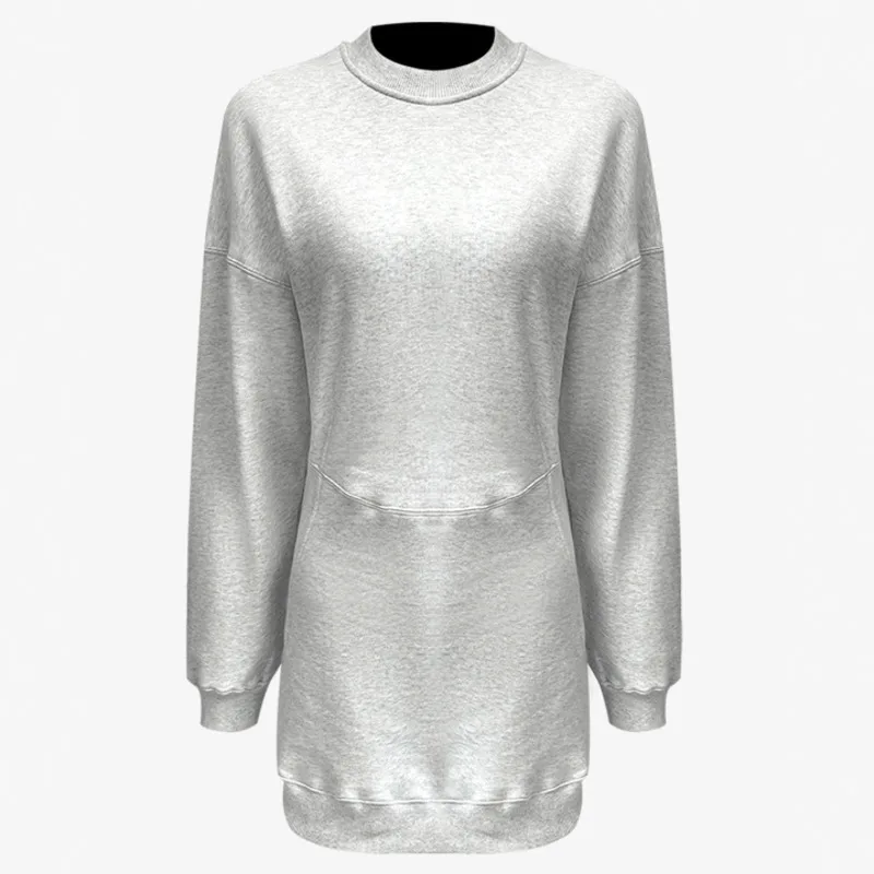 

O-neck Long Sleeve Solid High Street Leisure Medium Length Sweatershirt Y2k Mall Goth Casual Style 2021 Spring Z088