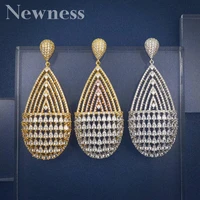 newness gold luxury popular geometry stud earrings zirconia big wedding earring fashion brincos jewelry