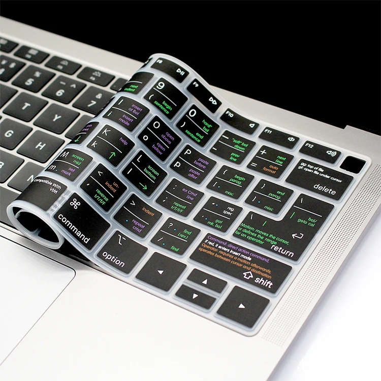 Силиконовый чехол для клавиатуры VIM/VI с горячими клавишами MacBook Newest Air 13 &quot2018