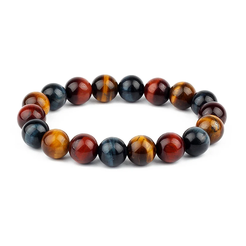 Fashion 4/6/8/10/12mm colorful Tiger eyes Beads Bracelet Men Charm Natural Stone Braslet For Man Handmade Jewelry Gifts Pulseras images - 6