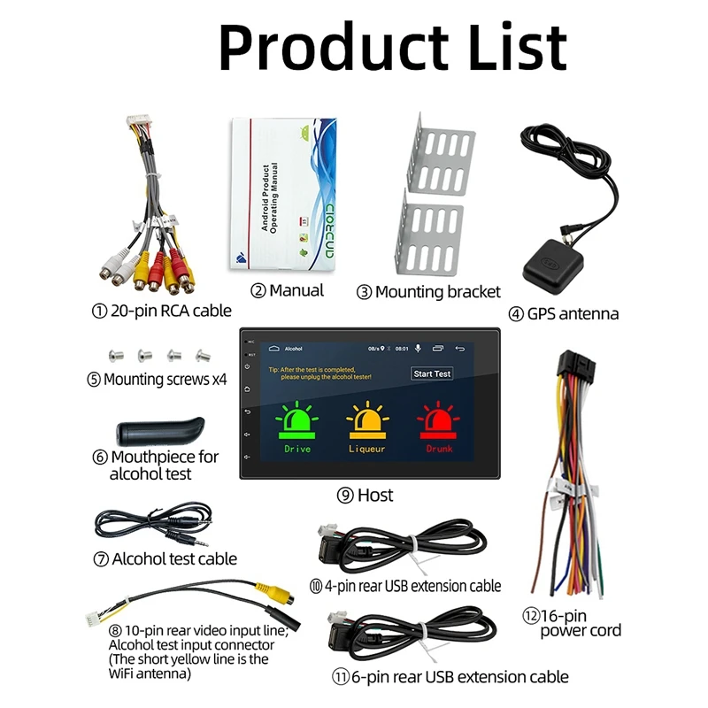 

Автомагнитола 2 DIN, Android, четырехъядерный мультимедийный видеоплеер, GPS, Wi-Fi, Bluetooth, FM-радио, приемник, двойной разъем, головное устройство