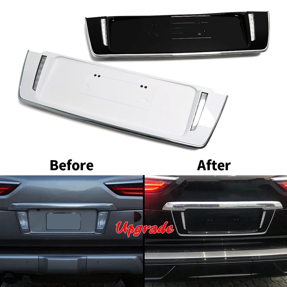 

White&Black Car Rear Trunk Tailgate License Frame LED Lamp Braking Light Cover Trim For Lexus LX 570 LX570 2016-2020 SUPER SPORT