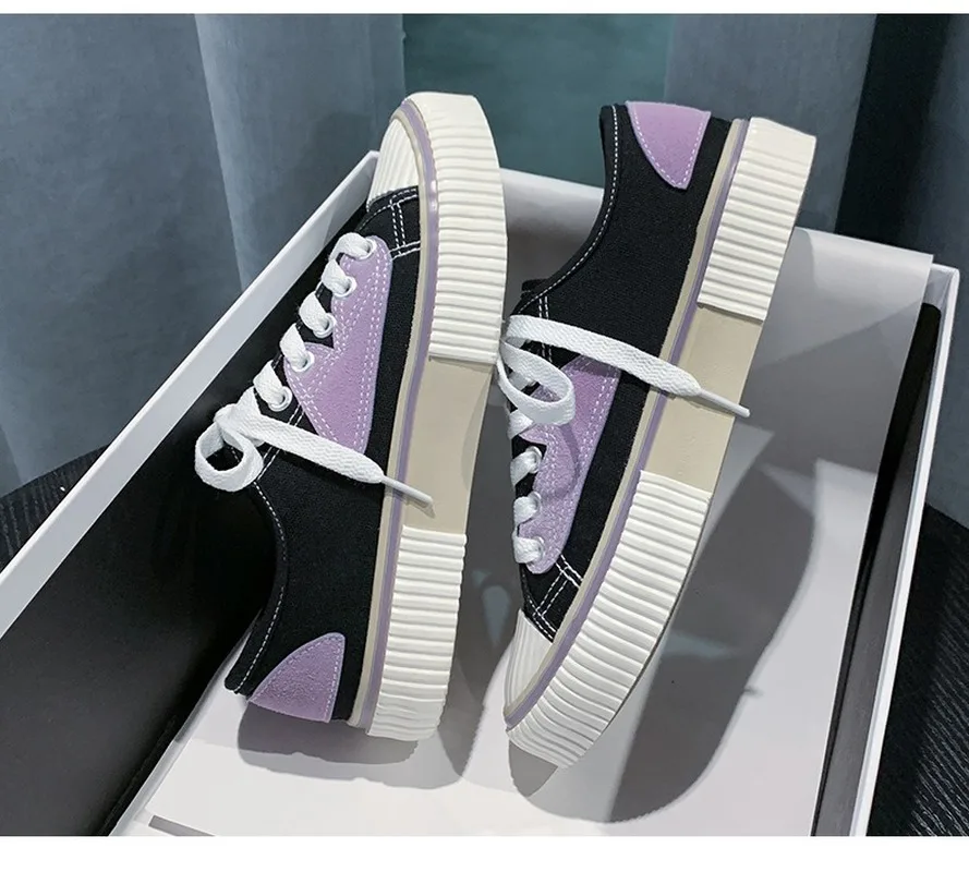 

2020 Women Summer Flats Canvas Shoes for Women Vulcanize Shoes Sneakers Girls Breathable non-slip Lace-up Trainers Basket Femme