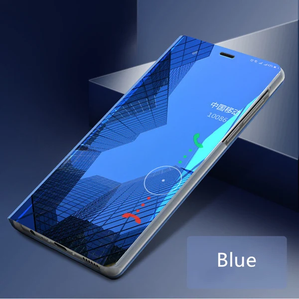 BLUE Clear View Смарт зеркало откидная крышка для Vivo IQOO Y17 Y15 Y97 Y95 Y91 NEX V15 X23 X21S X20 Y85 Y83 защитная крышка-чехол с подставкой - Цвет: BLUE