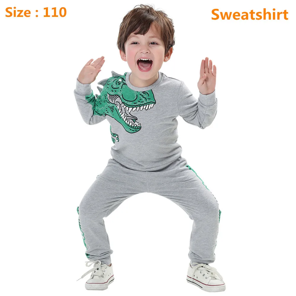 Only Sweatshirt 4Y Детский костюм со свитером мягкий спортивный осенний свитер для мальчиков Детский комплект с длинными рукавами и рисунком динозавра, однотонные детские толстовки с героями мультфильмов - Цвет: Only Sweatshirt 4Y