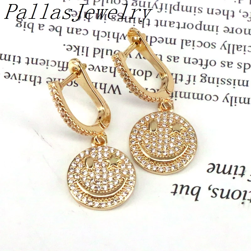 

5Pairs Fashion Earrings For Woman Gold Color Unusual Smile Earring Trendy 2021 Pave Crystal Zirconia Jewelry Pendientes Hot