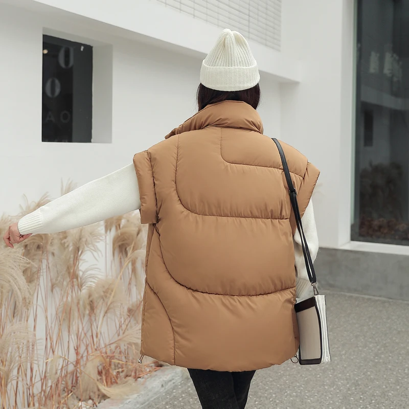 Женский жилет с воротником стойкой без рукавов|Жилеты и безрукавки| |